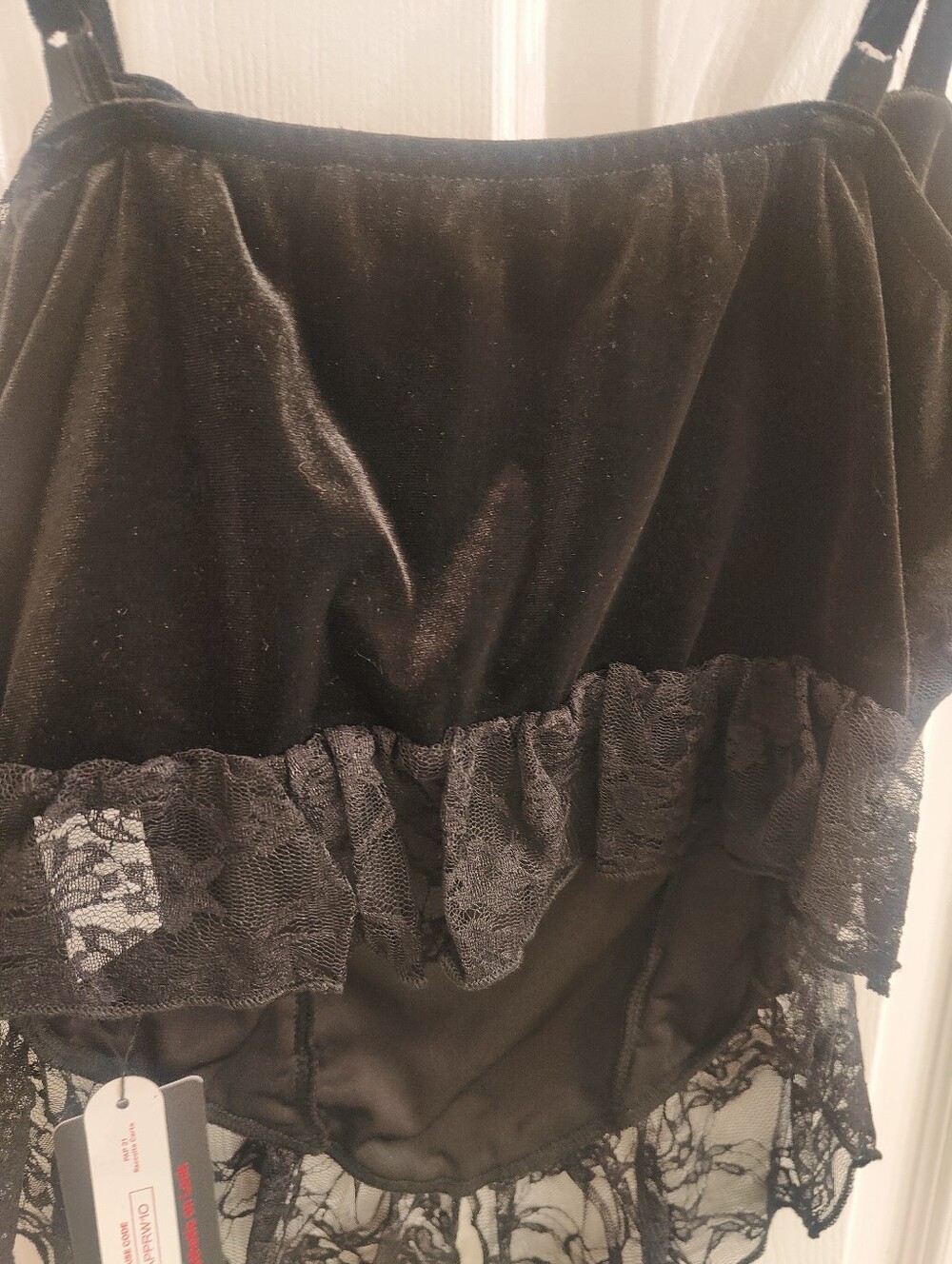 Romwe Corset Blouse Velvet, Black, XL - Picture 5 of 6